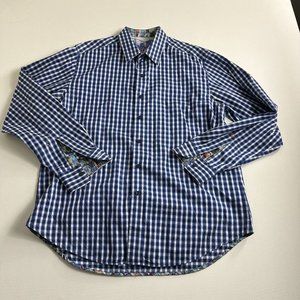 ROBERT GRAHAM Button Up Shirt Men Large Classic Fit India Flip Cuff Check Accent